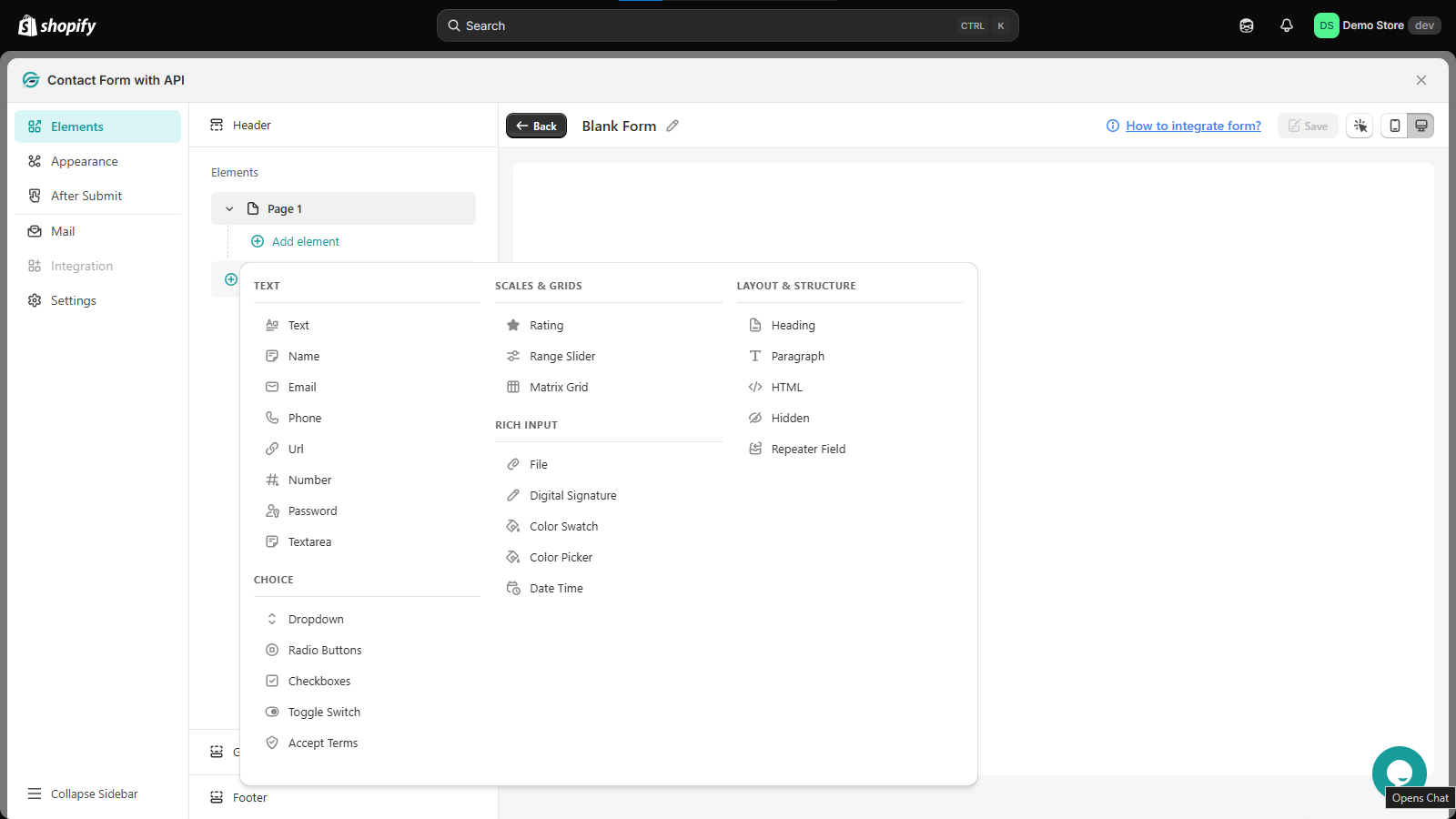 Add elements to your form
