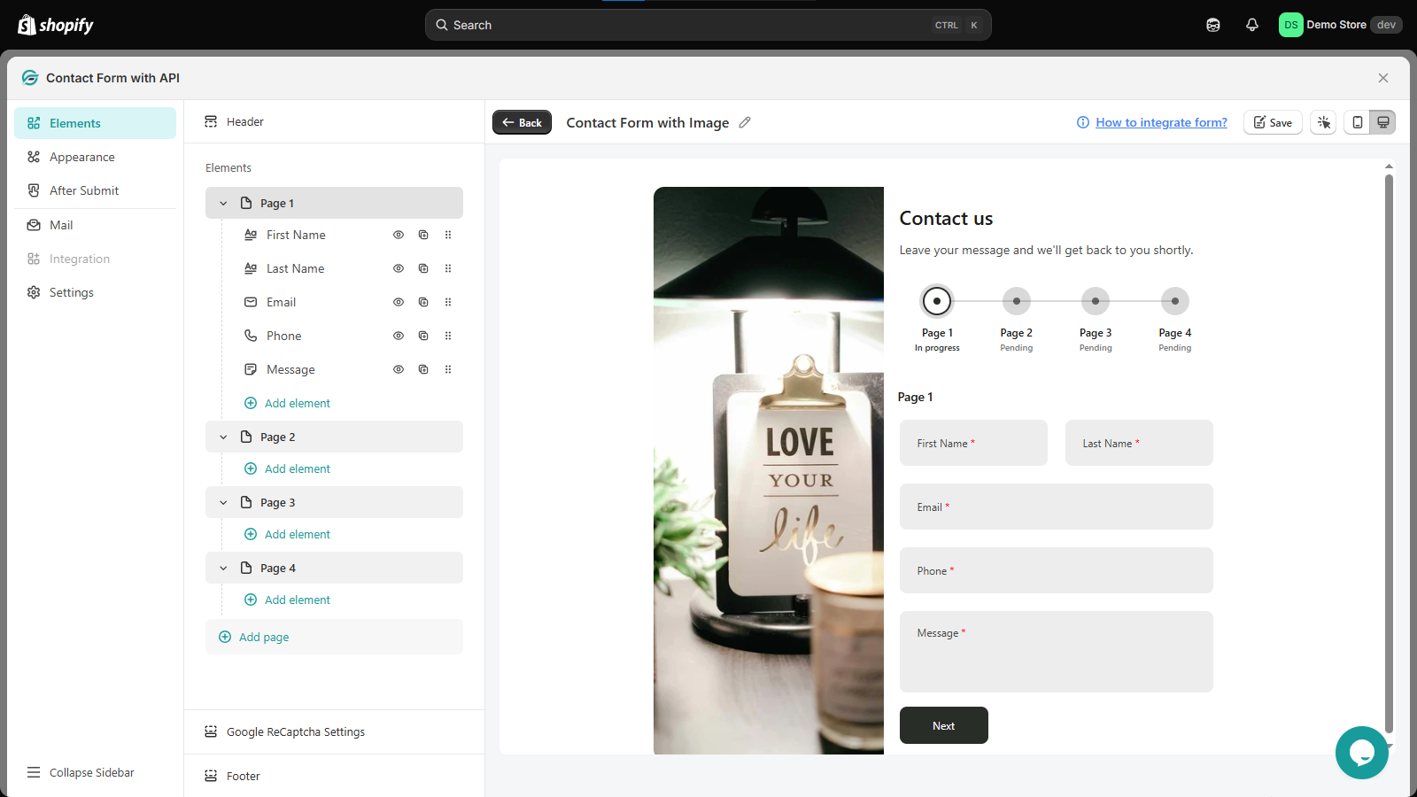 Create Multi-page form