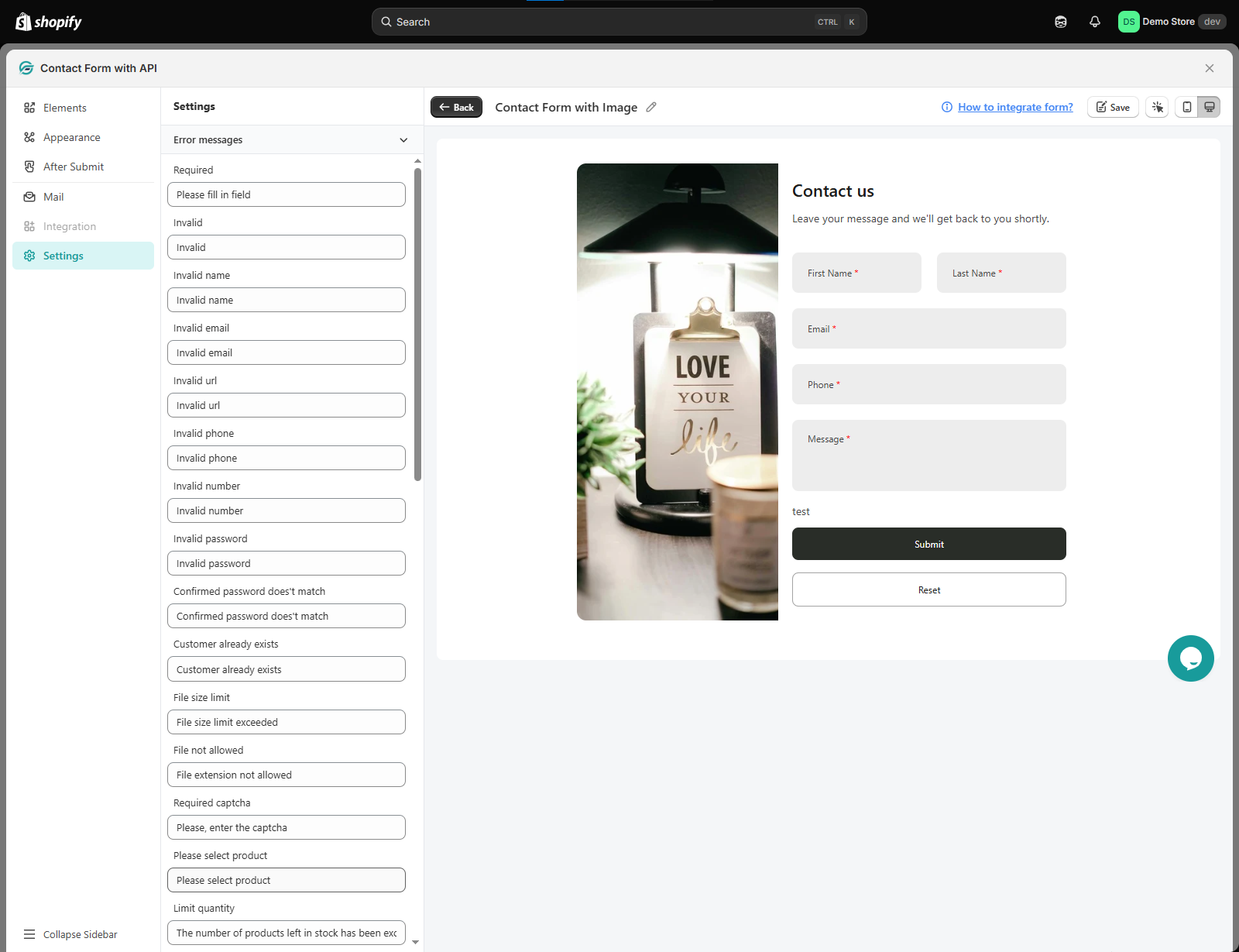 Customize form error messages