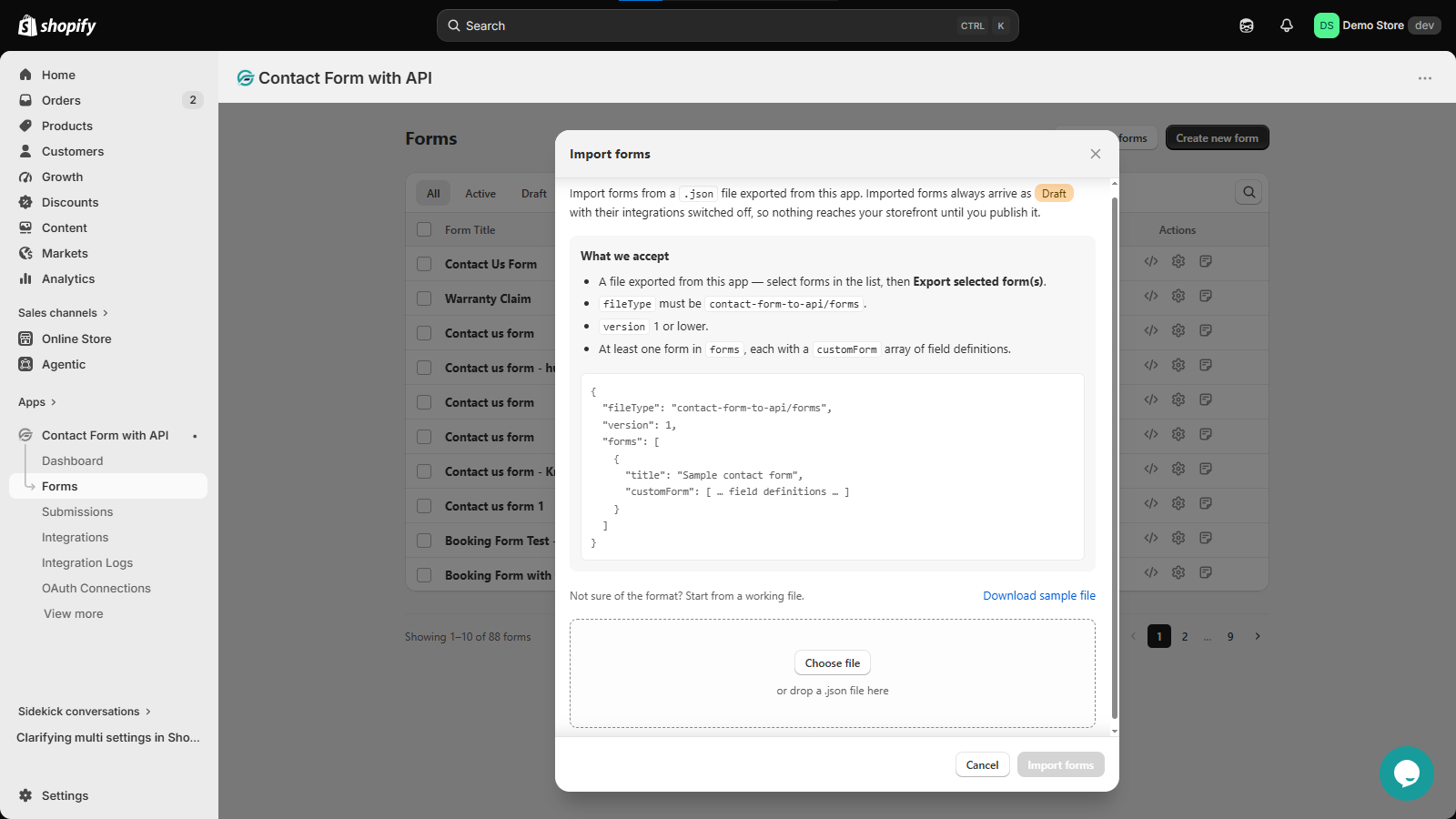 Import an existing form